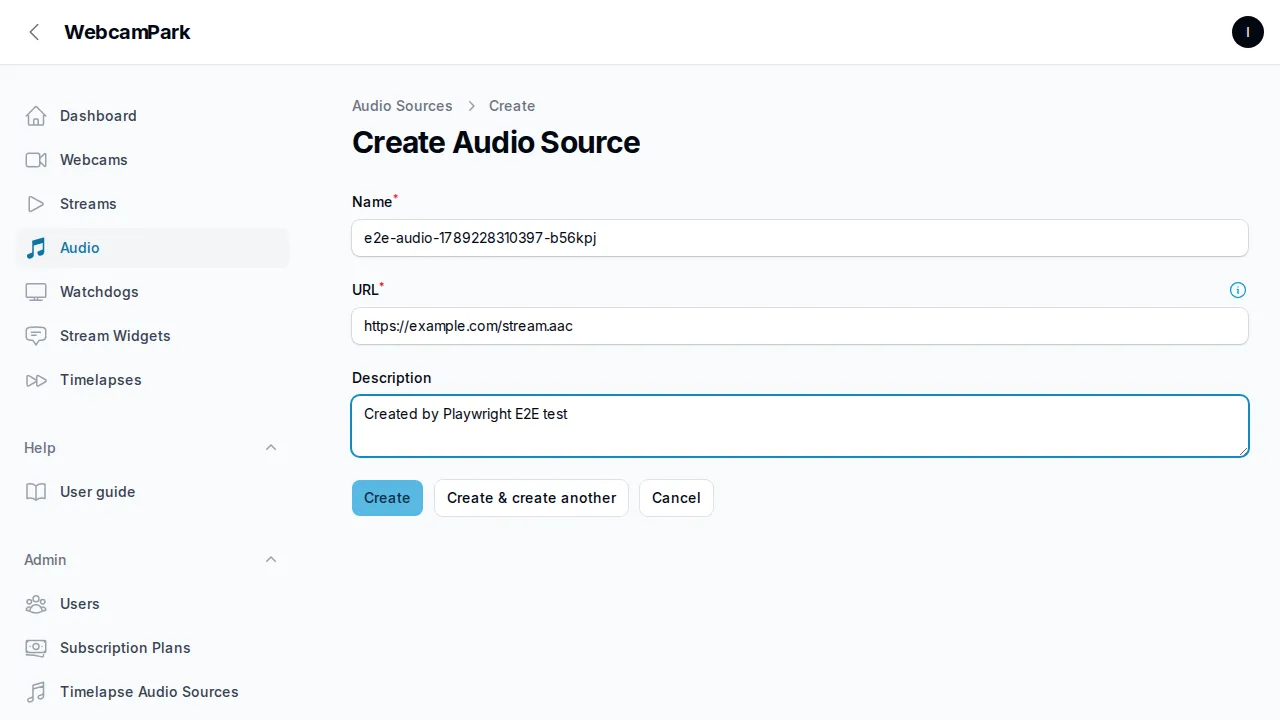 Create audio source