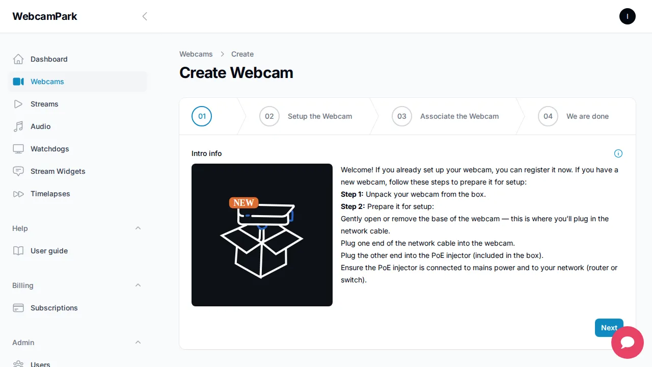 Webcam Creation Form