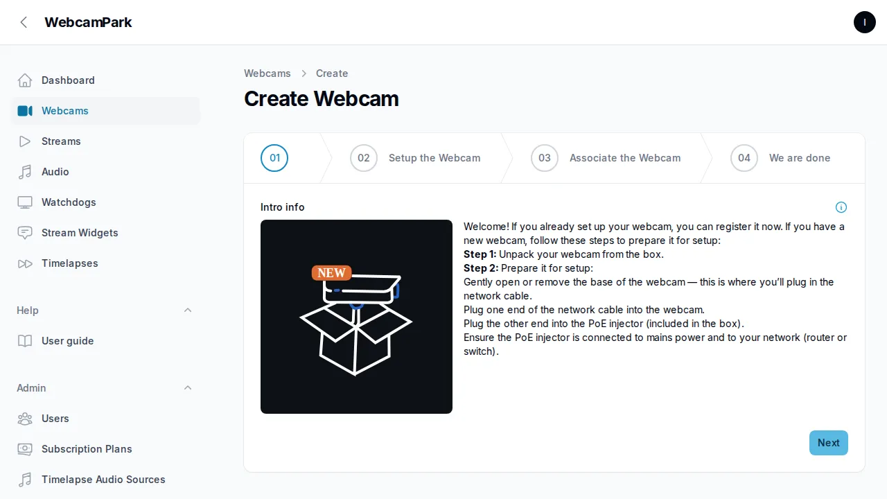 Webcam Creation Form