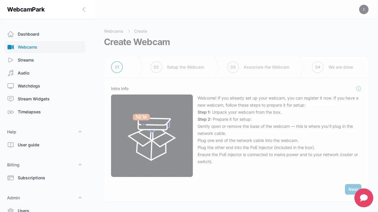 Webcam Creation Form