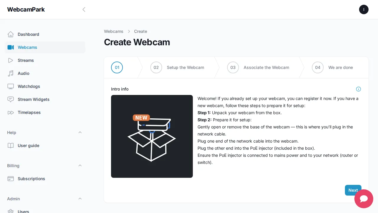 Webcam Creation Form